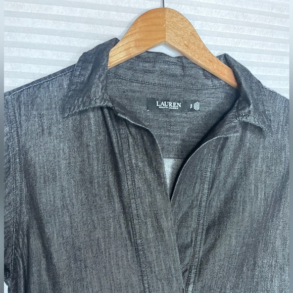 Lauren Ralph Lauren Denim Shift Collar Short Sleeve Dress Women Size S pockets - Picture 7 of 10